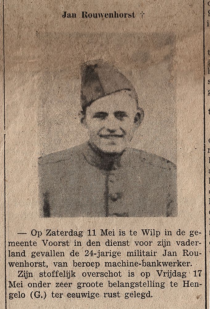 Jan Rouwenhorst 1940 - Artikel uit de Graafschapsbode (Met dan dank aan Achterhoeks Museum)