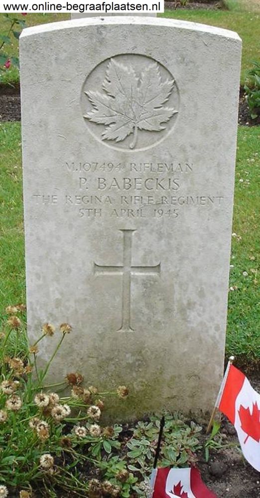 Babeckis, Pius Grafsteen – Headstone - Canadian War Cemetery Groesbeek (foto: Onlinebegraafplaatsen)
