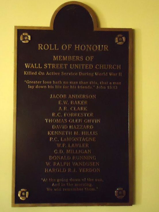 De plaquette uit de kerk in Brockville / The roll of honour from th church in Brockville (foto: Harm Kuijper)