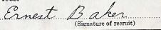 Baker's  Handtekening – Signature (Bron: Canada, WWII Service Files of War Dead, 1939-1947)