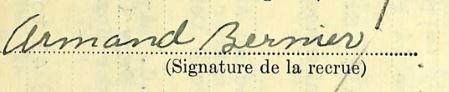 Bernier, Arman: Handtekening – Signature (Bron: Canada, WWII Service Files of War Dead, 1939-1947)