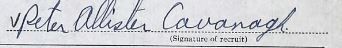 Cavanagh, Peter Alister_Handtekening – Signature (Bron: Canada, WWII Service Files of War Dead, 1939-1947)