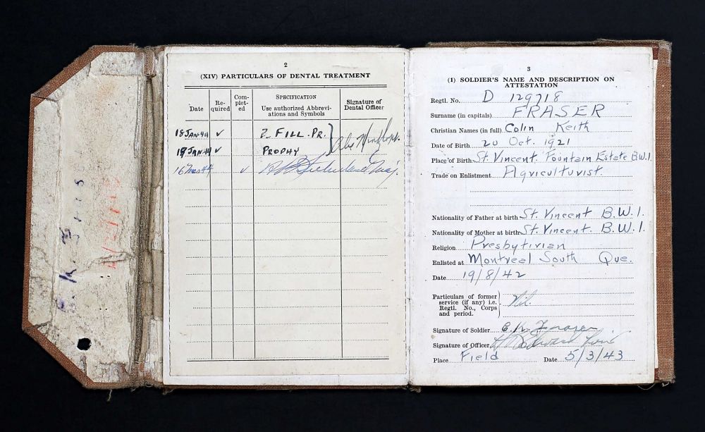 Fraser, Colin Keith_Soldatenboekje -Soldiers Paybook (Bron: Canada, WWII Service Files of War Dead, 1939-1947)