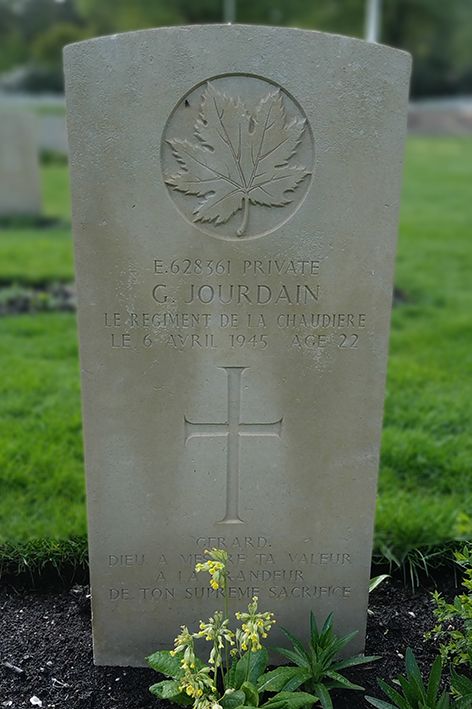 Jourdain, Gerard: Grafsteen – Headstone - Canadian War Cemetery Groesbeek (foto: Harm Kuijper)
