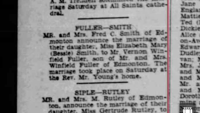 Aankondiging van het huwelijk uit de Edmonton Journal - Newspaper clipping wedding announcement Edmonton Journal.jpg