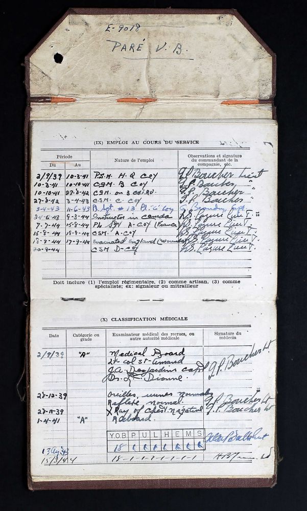 Pare, Viateur Bruno_Soldatenboekje -Soldiers Paybook (Bron: Canada, WWII Service Files of War Dead, 1939-1947)