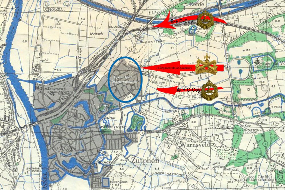 April 6: de aanval op Zutphen vanuit het oosten - main attack from the east