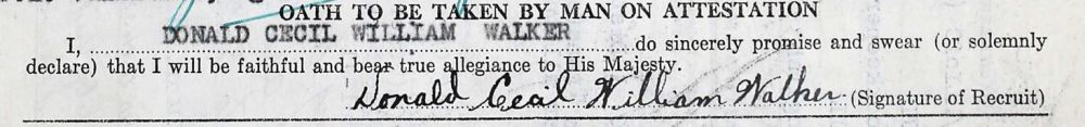Walker, Donald Cecil Wiliam - Handtekening – Signature (Bron: Canada, WWII Service Files of War Dead, 1939-1947)