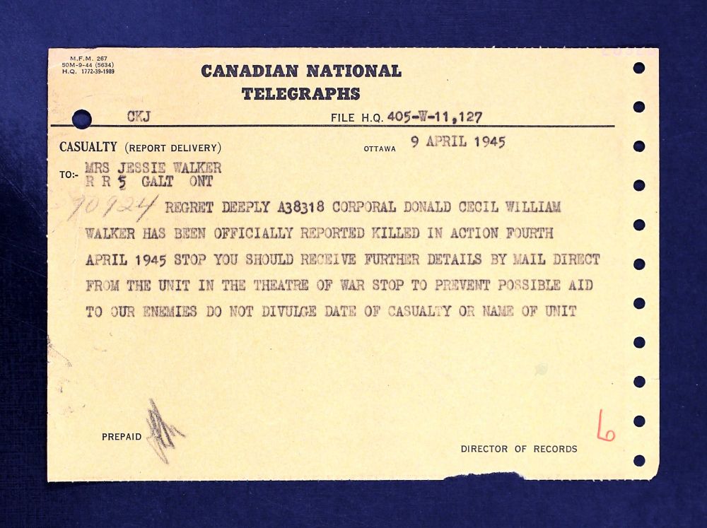 Walker, Donald Cecil William_(Bron: Canada, WWII Service Files of War Dead, 1939-1947)